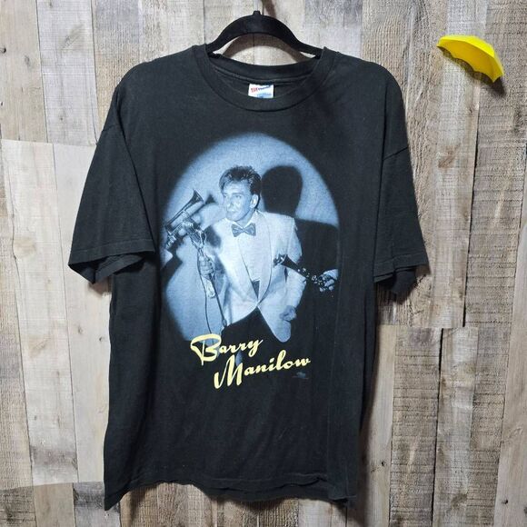 VINTAGE Barry Manilow Shirt Mens XLarge Black Band Concert Tour Music Adult 90s - Picture 1 of 7